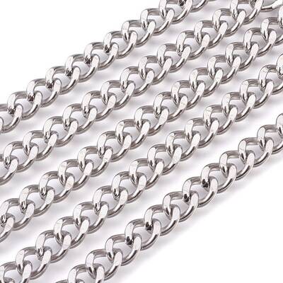 Tarnish Resistant 201 Stainless Steel Curb Chains