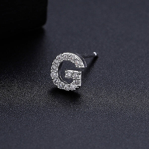 Platinum Brass Micro Pave Cubic Zirconia Stud Earrings