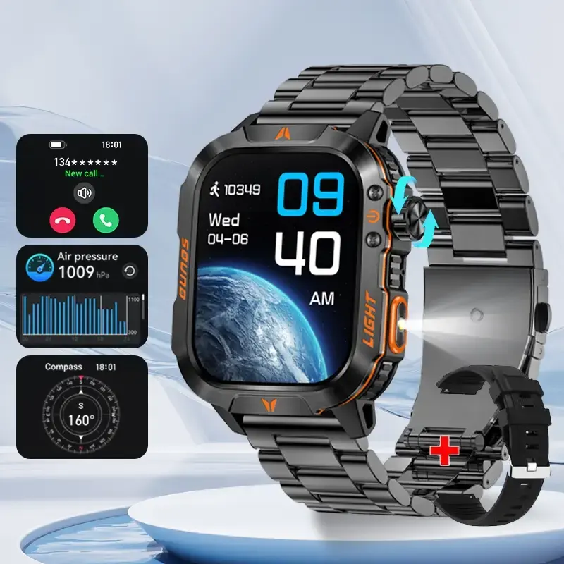 Multifunctional 2.01'' Smart Watch, Fashion Digital Watch with LED Light & Outdoor Compass, Waterproof Sports Durable Gadget ...