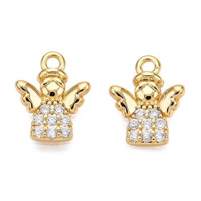 Brass Micro Pave Clear Cubic Zirconia Charms