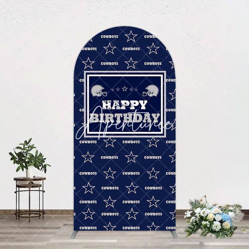 Aperturee Navy Blue White Stars Cowboys Birthday Arch Backdrop, 1.6X4FT(0.5X1.2M), 38.18 USD, arch backdrop kit, GAH0D822-A