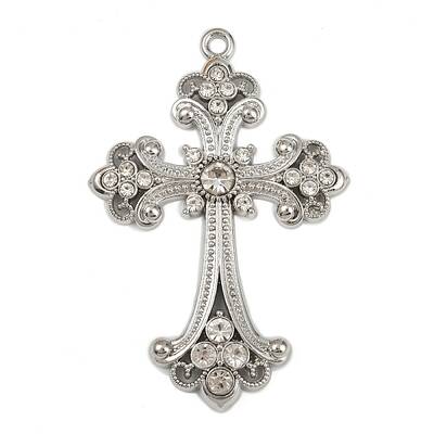 Alloy Rhinestone Cross Big Pendants