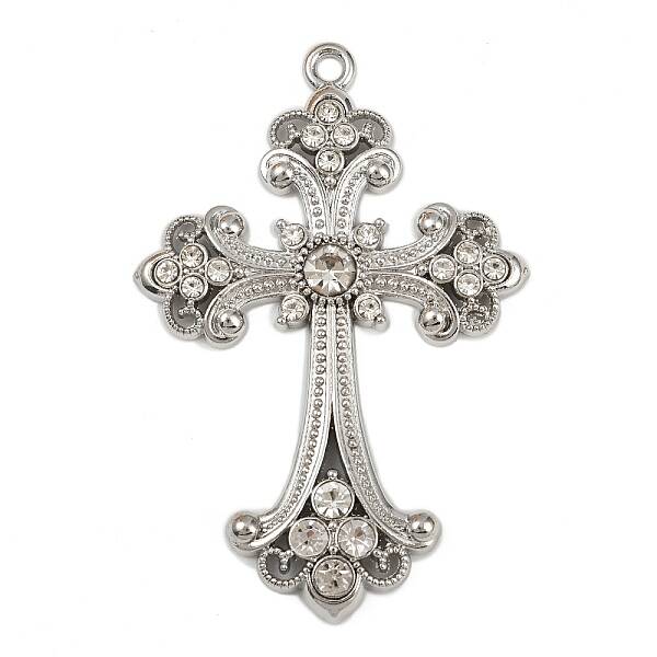 Alloy Rhinestone Cross Big Pendants