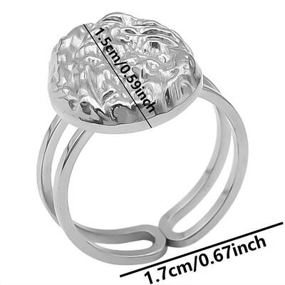 Non-Tarnish Geometric Minimalist Flat Round 304 Stainless Steel Cuff Rings
