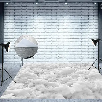 Peculiar Winter White Snowy Fabric Floor Backdrop - Aperturee