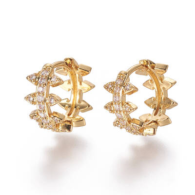 Brass Micro Pave Cubic Zirconia Huggie Hoop Earrings