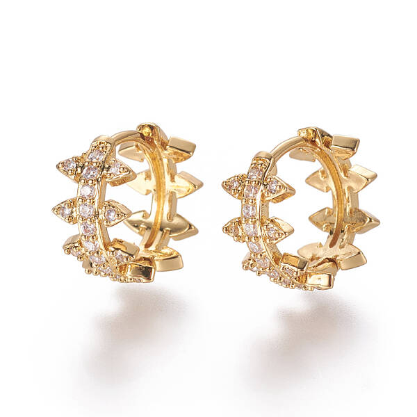 Brass Micro Pave Cubic Zirconia Huggie Hoop Earrings