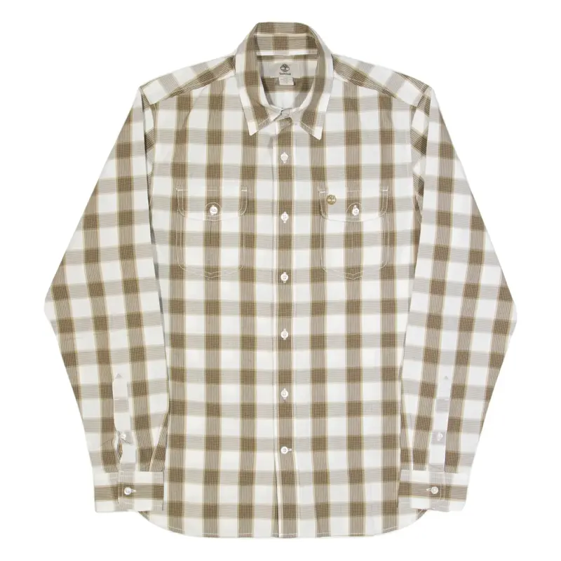 TIMBERLAND Mens Shirt Brown Check Long Sleeve S