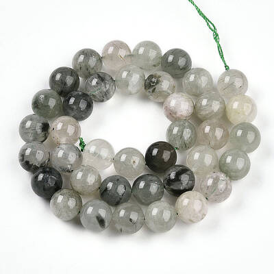 Natural Green Rutilated Quartz Round Beads Strands