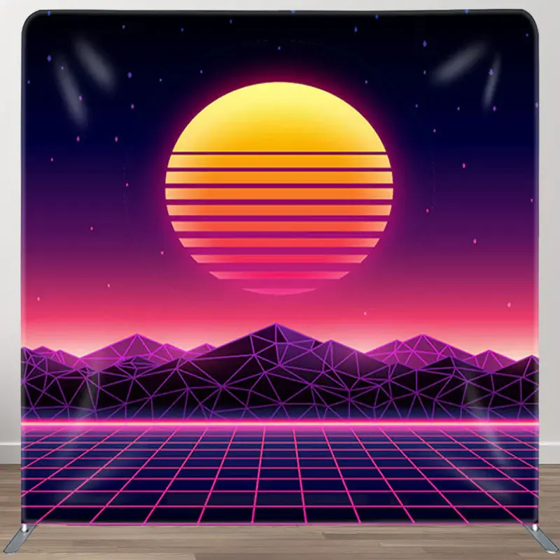 Aperturee Cyber Sunset Matrix Backdrop Cover For Party Decor - Aperturee