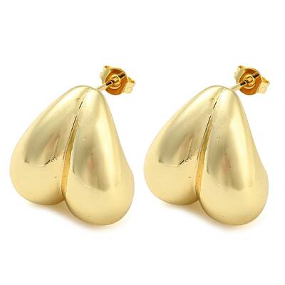 Rack Plating Brass Heart Stud Earrings