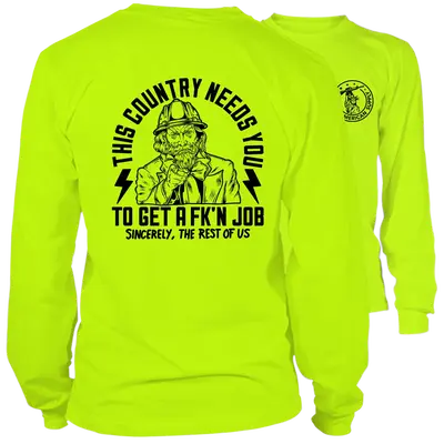 Your Country Needs You - Long Sleeve Safety Yellow Hi-Vis