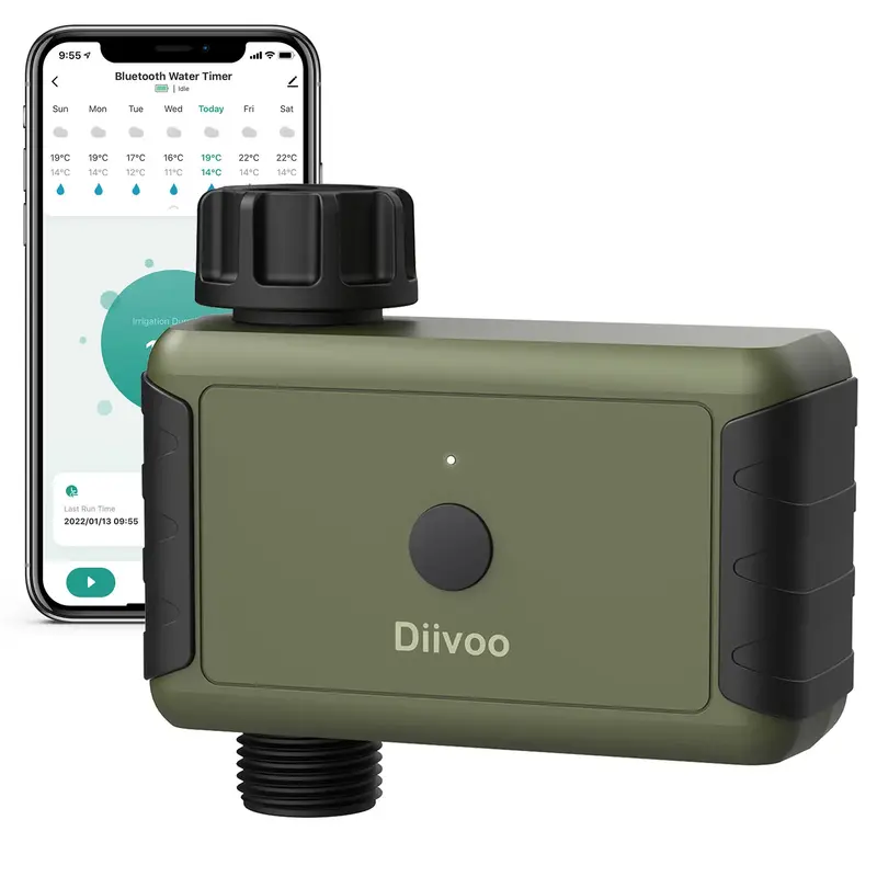 Diivoo Smart Water Timer for Garden Hose, 2.4 GHz WiFi Only Sprinkler lrrigation Timer with Timing, Frequency,Duration and Ra...