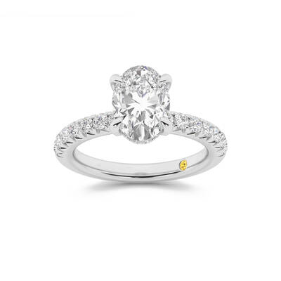Embers Half Coverage Hidden Halo Oval Lab Grown Diamond Engagement Ring | 10K White Gold 4 1/4 CT. TW.
