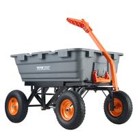 VEVOR Poly Garden Dump Cart with Easy to Assemble Steel Frame, 2-in-1 Convertible Handle, 13 Inch Tires, Max Capacity 1500 lb...
