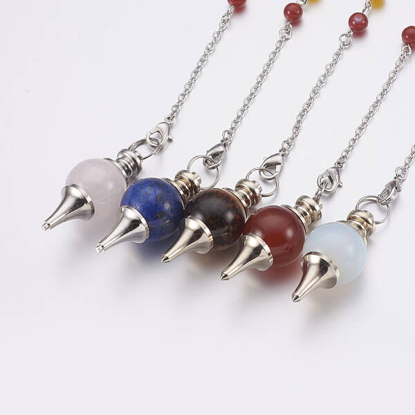 Natural & Synthetic Mixed Stone Sphere Dowsing Pendulums