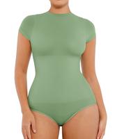 FeelinGirl Women's Crew Neck Bodysuits Fashion Short Sleeve Tops Stretch Basic Body Suit T Shirts Fit Comfortable