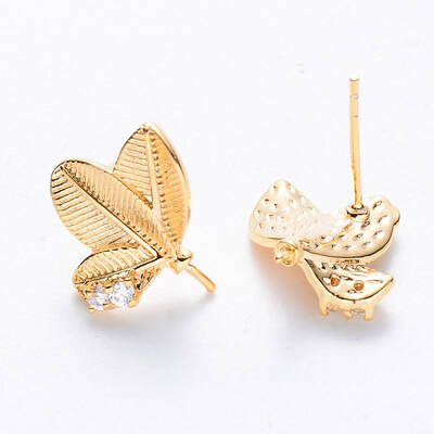 Brass Cubic Zirconia Stud Earring Findings
