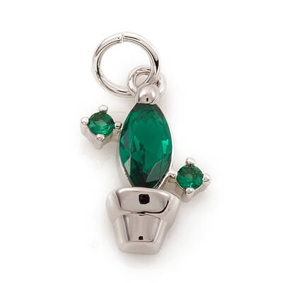 Brass Micro Pave Cubic Zirconia Charms