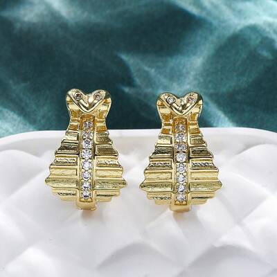 Snake Brass Micro Pave Cubic Zirconia Hoop Earrings