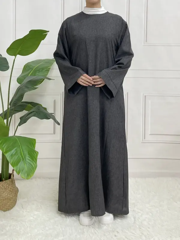 Women's Long Loose Robe Suitable for Various Occasions,linen look abaya ,Elegant and Comfortable Design for Stylish Dressing