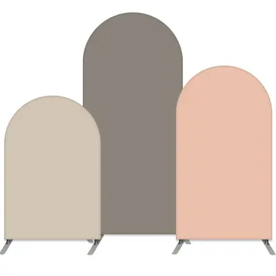 Aperturee Solid Color Double-Sided Set Of 3 Arch Backdrop Kit | Round Arch Backdrop Cover | Custom Arched Wall Covers | Circl...