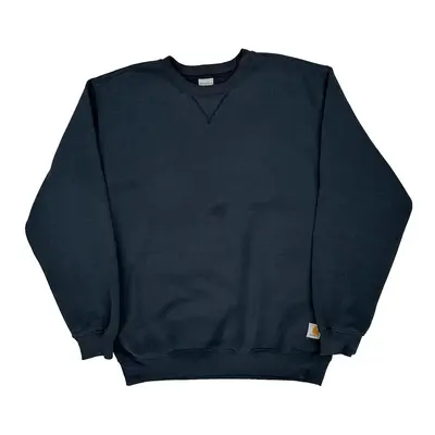 Carhartt Sweatshirt - Large Navy Cotton Blend