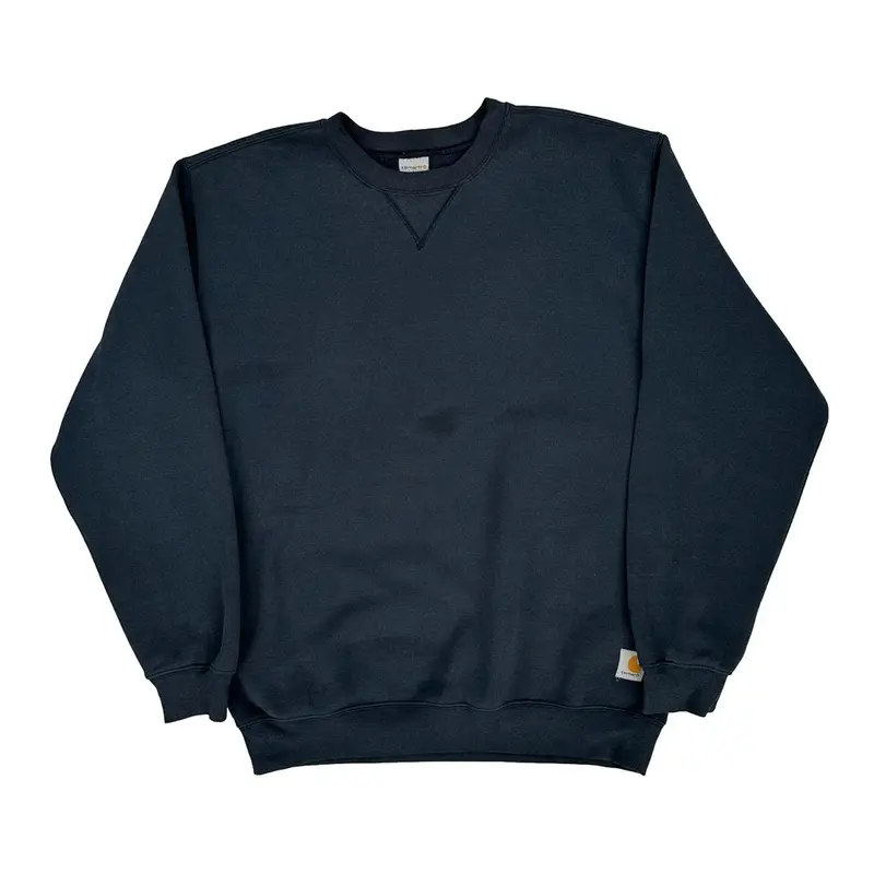 Carhartt Sweatshirt - Large Navy Cotton Blend