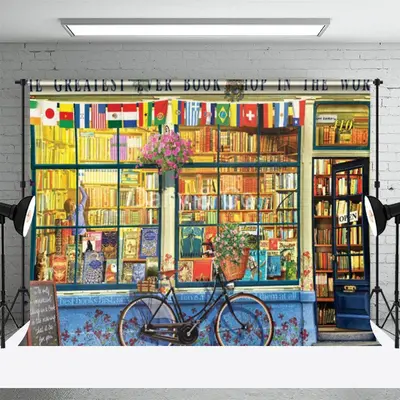 Bookshop Bike Flags Back To School Photo Backdrops - Aperturee