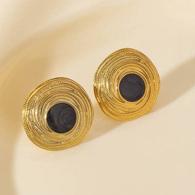 304 Stainless Steel Flat Round Stud Earrings
