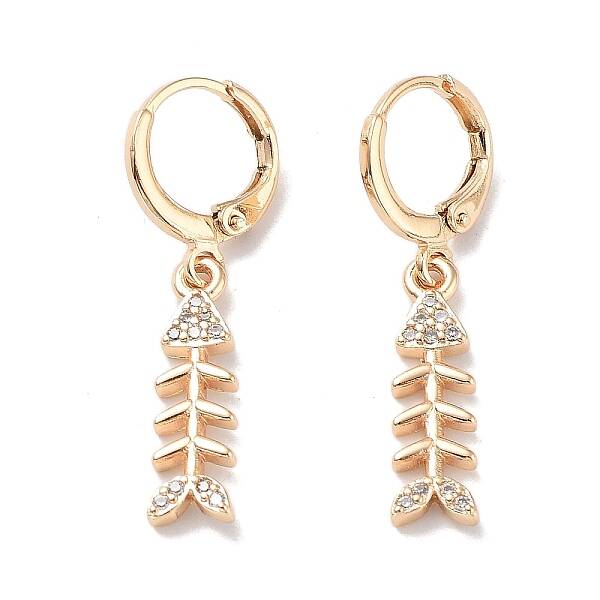 Real 18K Gold Plated Brass Dangle Leverback Earrings
