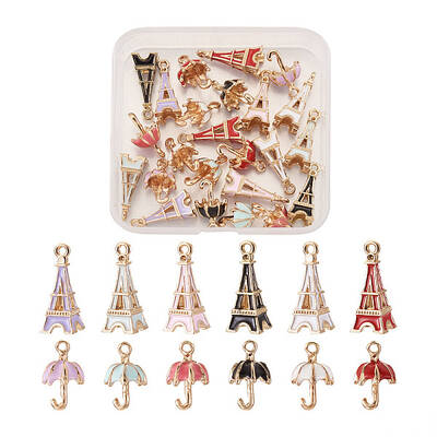 24Pcs 12 Style Zinc Alloy Enamel Pendants