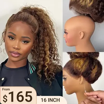 Water Wave Highlight Ombre Color Invisi Strap Snug Fit 360 Skin Lace Frontal Wig Glueless Human Hair