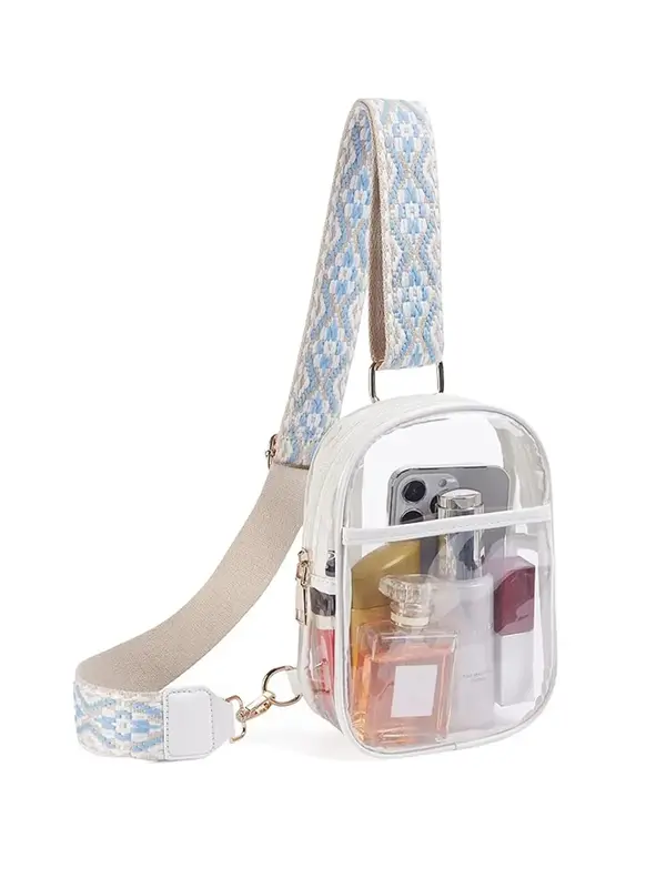 Women's Clear Adjustable Shoulder Strap Fanny Pack, 2025 New Style Transparent Zipper Durable Chest Bag for Women & Girls, Ca...