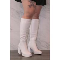 Venom - Block Heel Knee High Platform Boots for Women, Chunky Heel Boots, Stylish Winter Footwear, Trendy Knee-High Boots, Co...