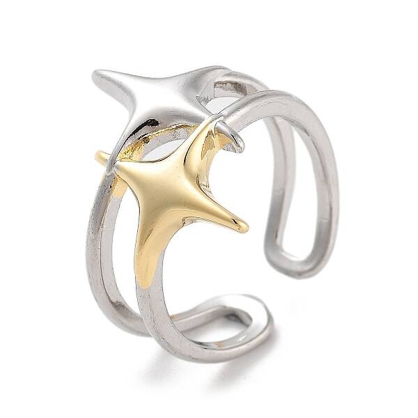 Brass Star Open Cuff Ring for Women