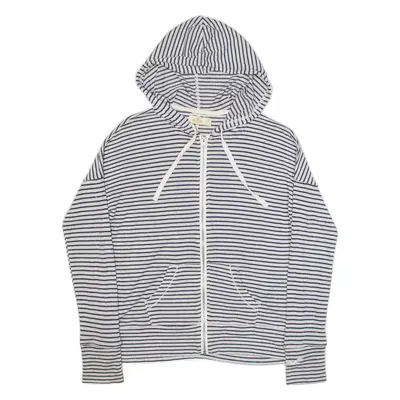 HOLLISTER Hooded Womens Patterned Cardigan Black Striped High Neck Tight Knit S