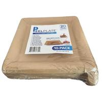 Peel Plate [10-Pack] 150 Servings [9.5in X 9.5in] 15 Servings Per Plate - Fully Soakproof, Compostable & Microwavable