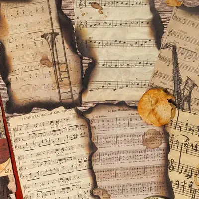 Vintage Music Note Design Material Paper, 20pcs Creative Material Paper Card, Multipurpose Background Craft Paper for Scrapbo...