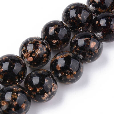 Handmade Gold Sand Lampwork Beads