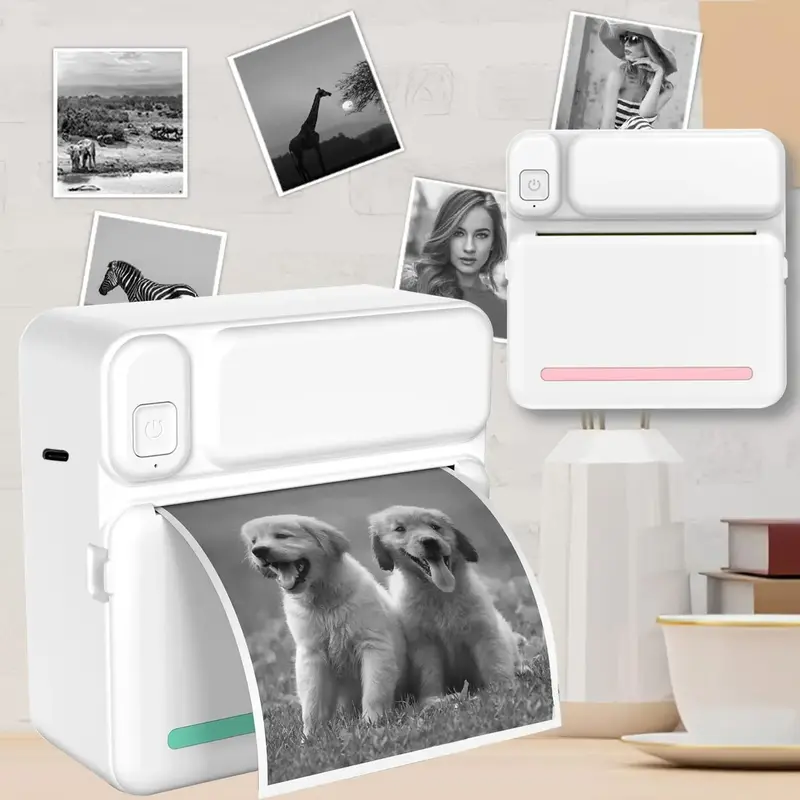 Portable Mini Sticker Printer, Inkless Pocket Printer, Mini Photo Printer, Compatible with iOS & Android, Office Supplies