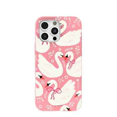 Bubblegum Pink Swan Garden iPhone 16 Pro Max Case