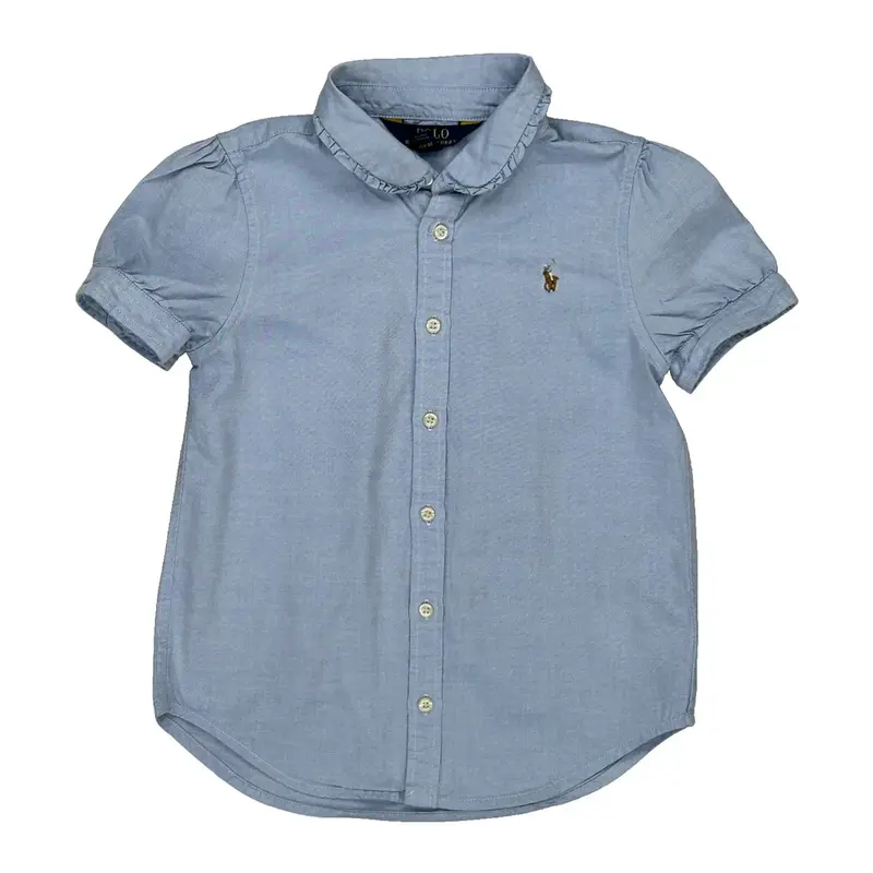 Age 6 Ralph Lauren Short Sleeve Shirt - Small Blue Cotton