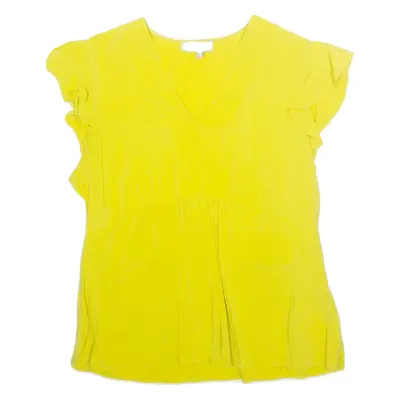 HOBBS Womens Top Yellow V-Neck UK 14