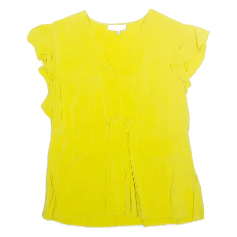 HOBBS Womens Top Yellow V-Neck UK 14
