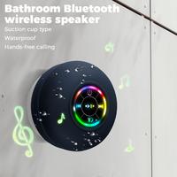 Waterproof Bluetooth Speaker with Suction Cup & LED Lights, 360° Bass Sound | Wireless Shower Speaker for Bath/Beach/Camping...