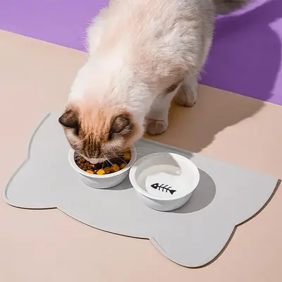 Cute Design Silicone Pet Feeding Mat, Non-slip Pet Feeding Tray, Pet Feeding Supplies for Indoor Outdoor Use