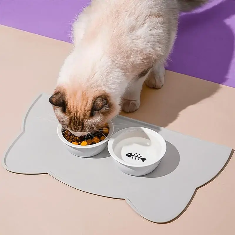 Cute Design Silicone Pet Feeding Mat, Non-slip Pet Feeding Tray, Pet Feeding Supplies for Indoor Outdoor Use