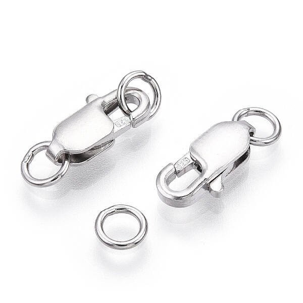 Rhodium Plated 925 Sterling Silver Lobster Claw Clasps