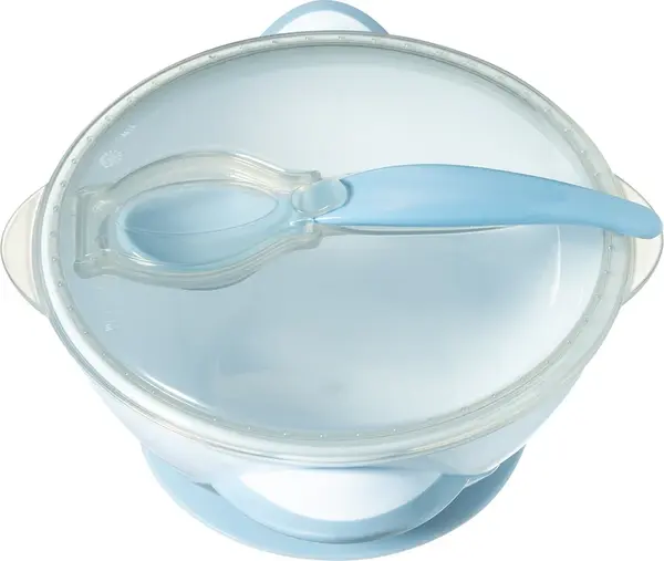 BabyOno Be Active Suction Set of Children's Cutlery Blue 6m+ 2pcs